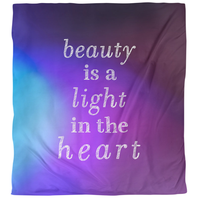 Housse de couette simple Beauty Inspirational Quote, Housse de couette pour très grand lit, Bleu/mauve