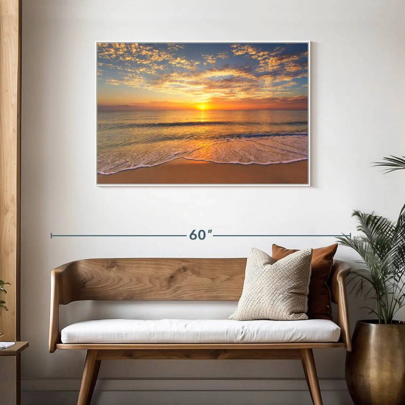 Vue apaisante sur l'océan, Cadre flottant blanc, 43 po x 29 po