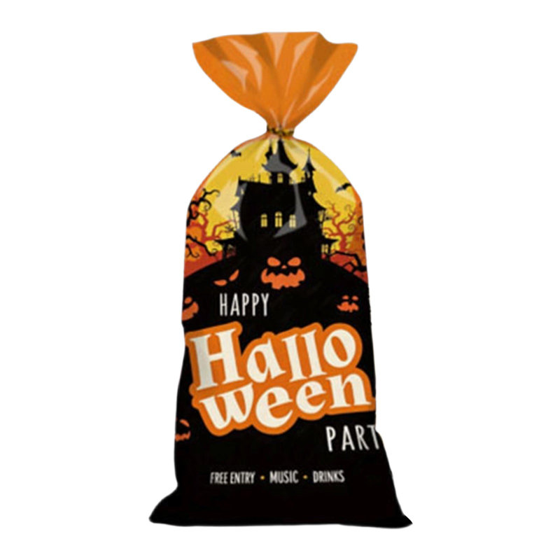 Décorations d'Halloween, sachets à bonbons en plastique jetables pour enfants, sachets cadeaux pour gâteries et goûters d'Halloween, décorations pour les fêtes d'enfants