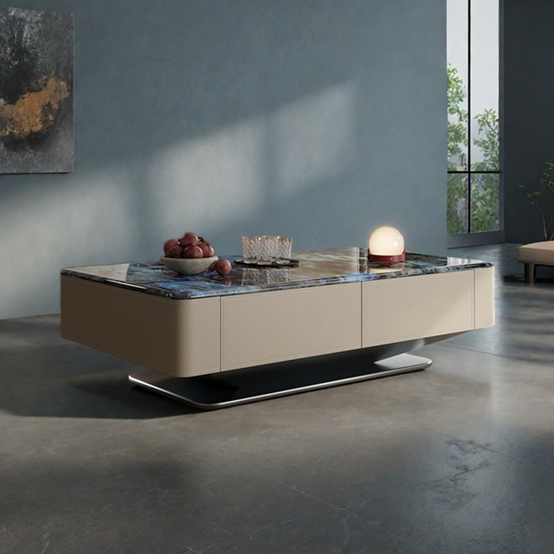 Table basse rectangulaire en pierre supercristalline, Gris, H 14,6 po x l 55,1 po x P 31,5 po