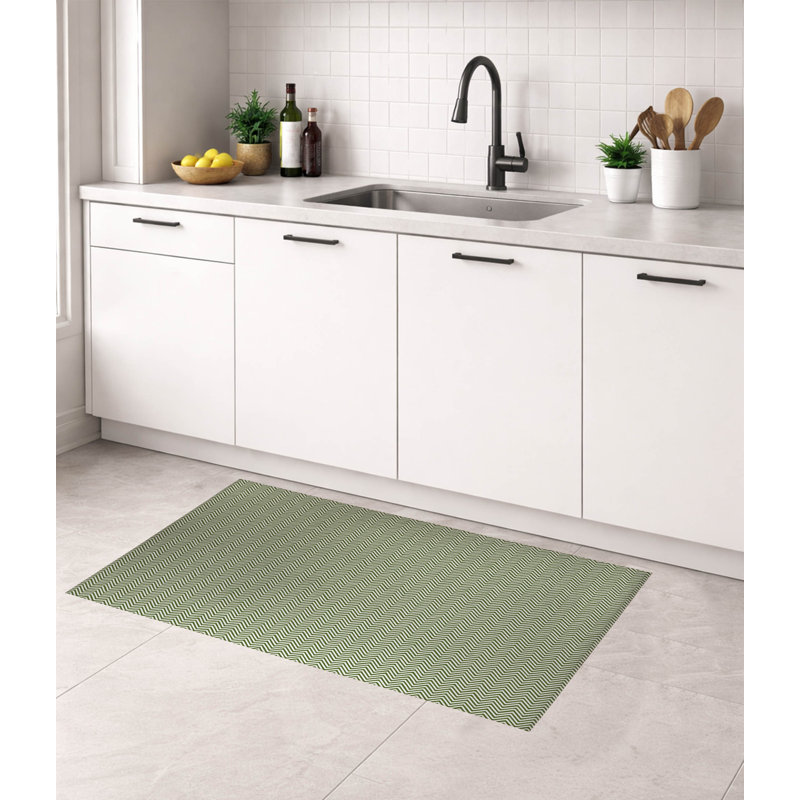 Chevy Champ Low Profile Kitchen Mat, Rectangle 4' x 6', Olive Green