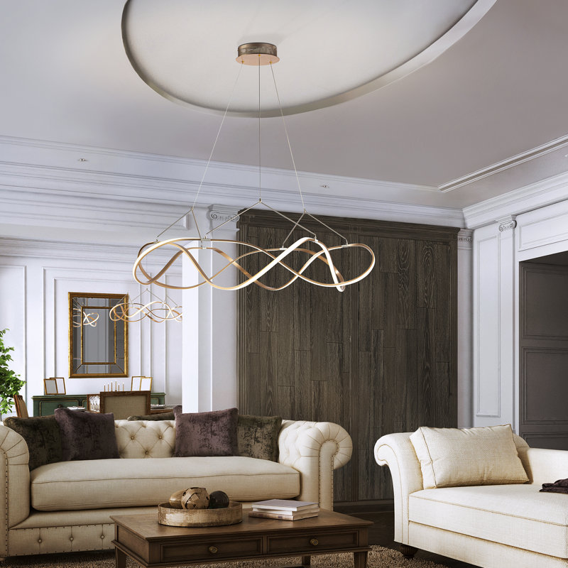 Ameer 1 - Light LED Unique/Statement Pendant, Gold, 33cm H x 92.2cm W x 92.2cm D
