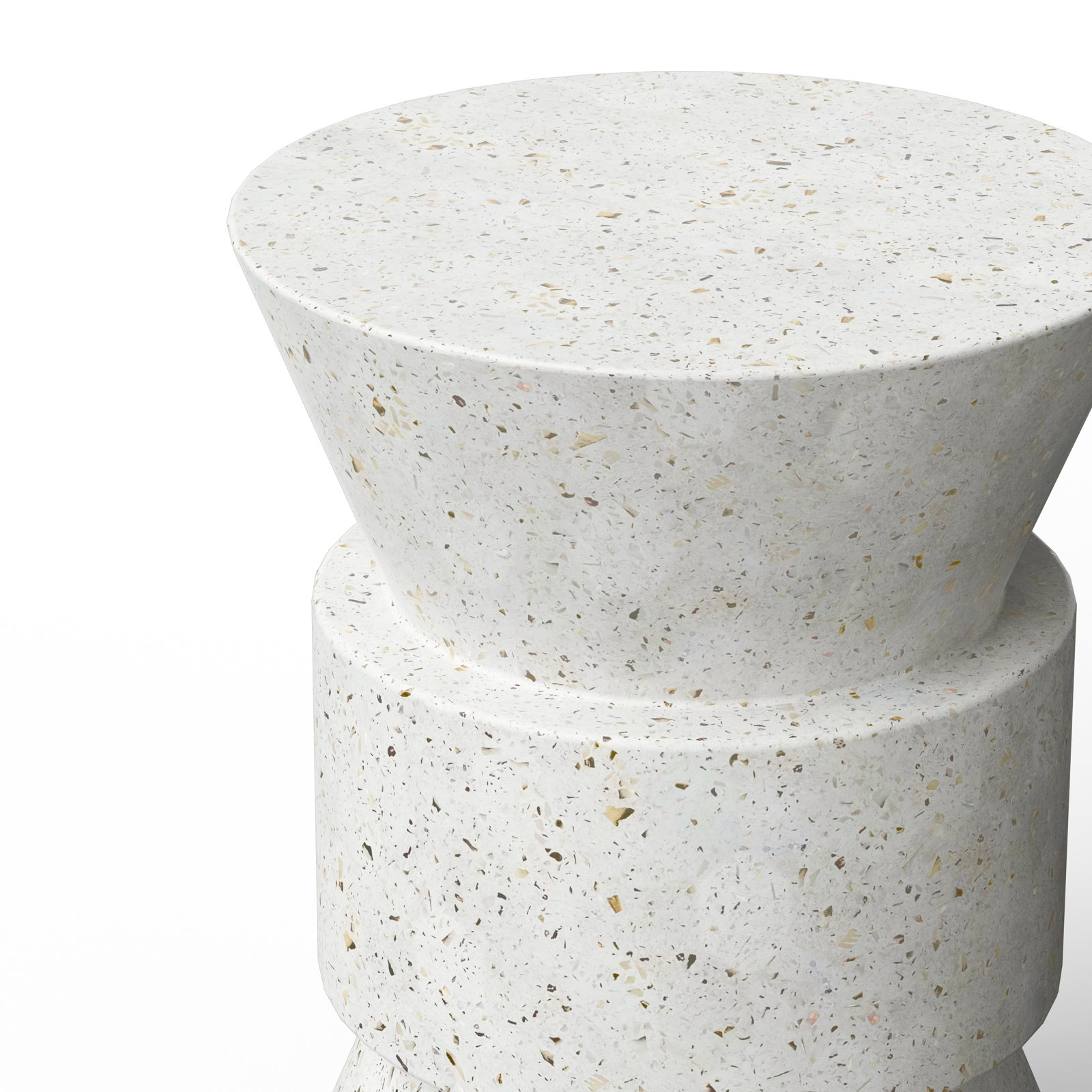 Kareen Accent Stool, Ivory Terrazo