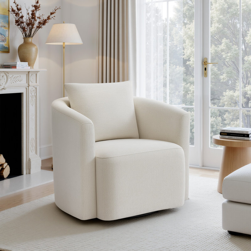 Fauteuil demi-tonneau pivotant à 360 ° Chenille, Beige