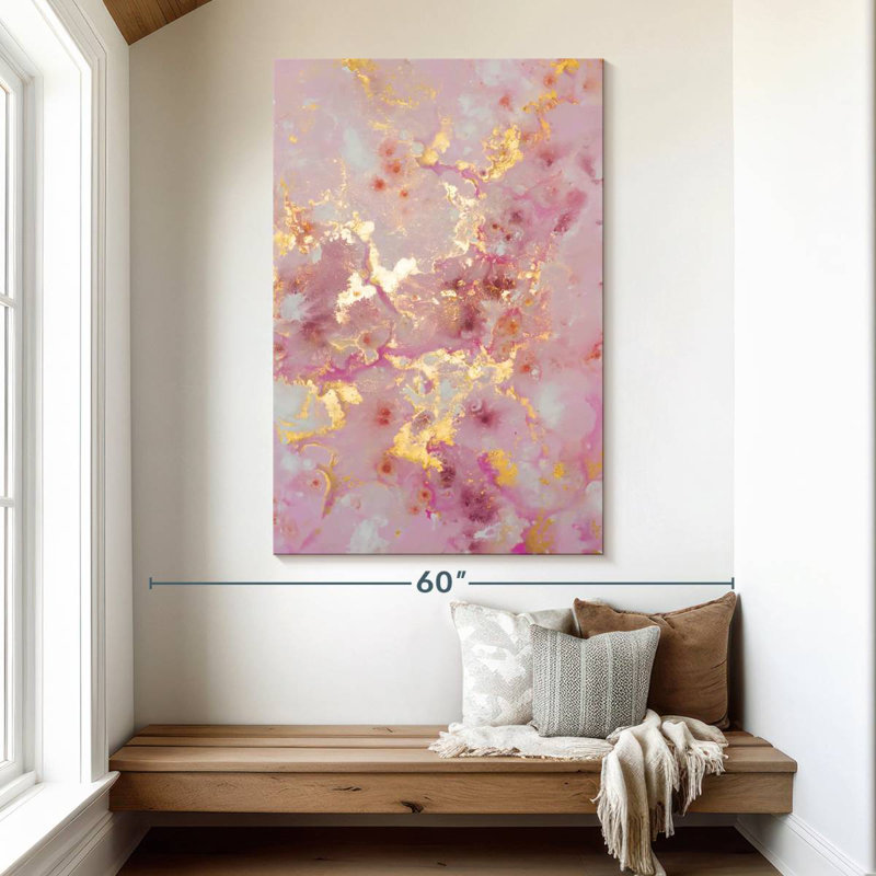 Avery rosé et or abstrait, H 51 po x l 34 po
