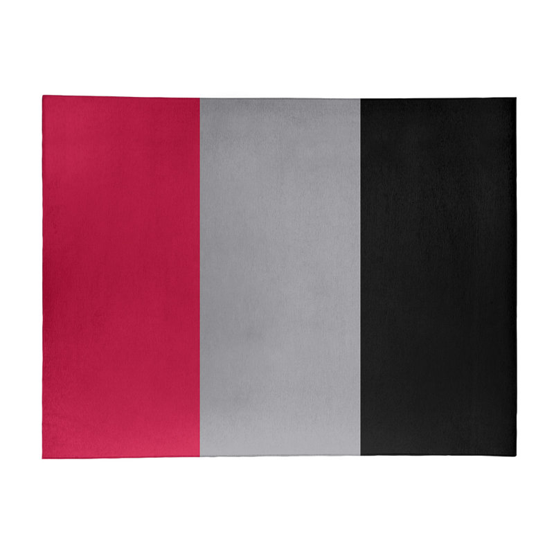 Tapis rouge rayé/argent/noir zone, Rectangle 9 pi x 12 pi