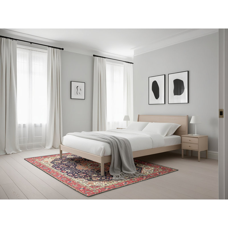 Tapis bleu marine oriental, Rectangle 5 pi x 7 pi
