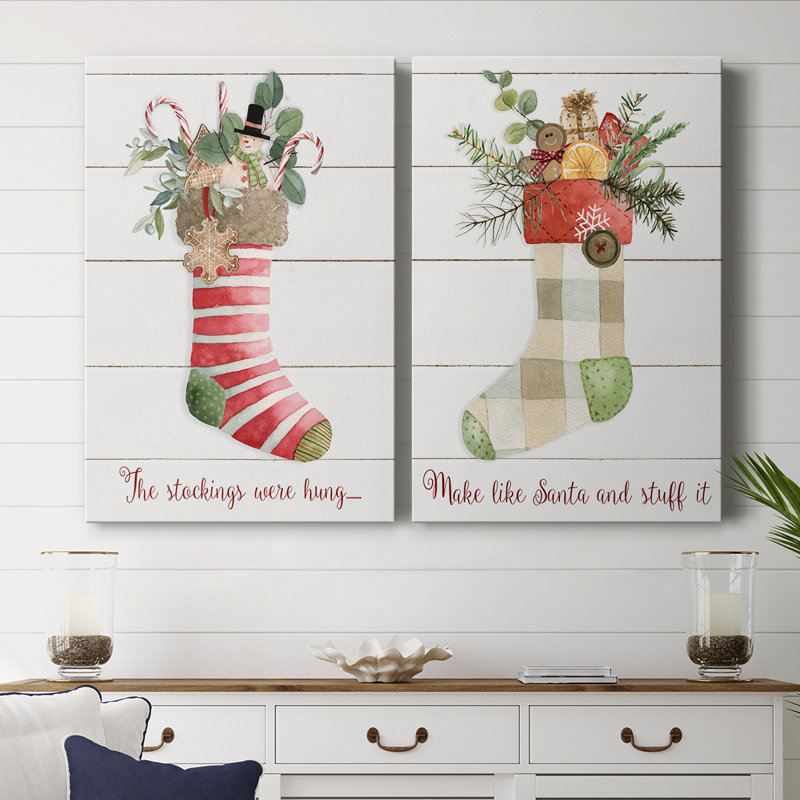 Comfy Cozy Stocking III - Toile tendue avec châssis de qualité supérieure - Prêt à être accroché, H 27 po x l 36 po