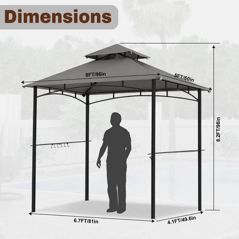 MASTERCANOPY 8 Ft. W x 5 Ft. D Steel Grill Gazebo, Dark Gray