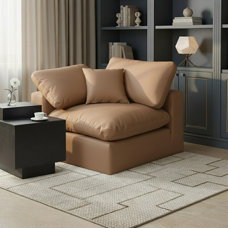 Chaise d'appoint l 40 po, Cuir cognac végétalien