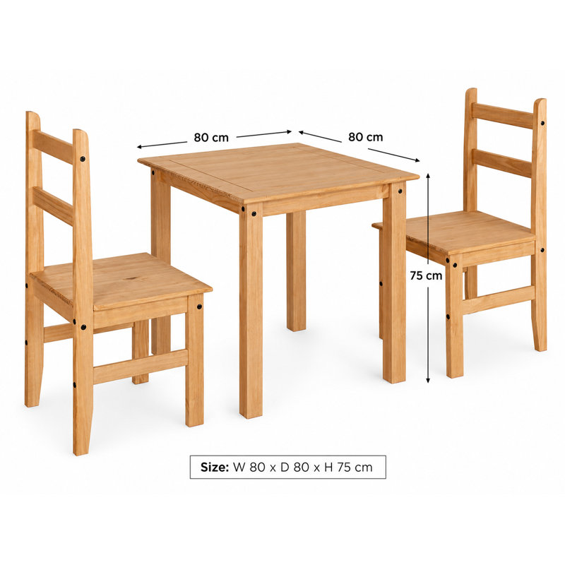 Aadhya 2 - Person Pine Solid Wood Dining Set