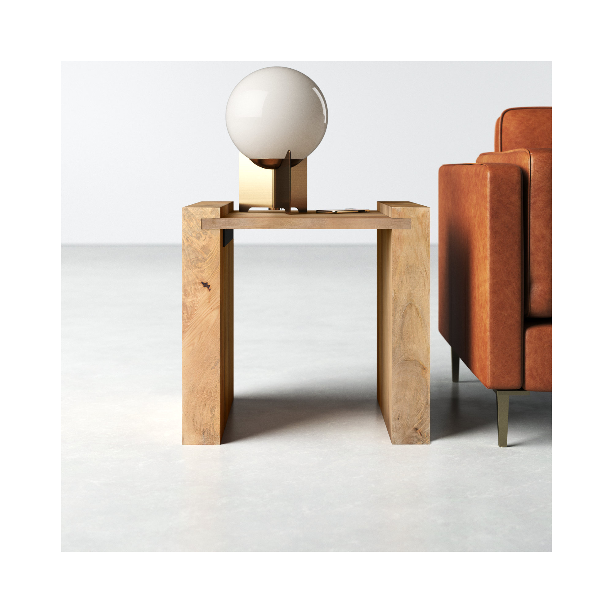 Tabb Solid Wood End Table, Light Brown