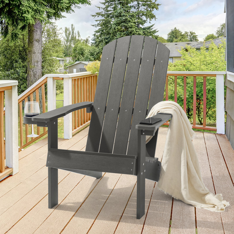Cerqueira Outdoor Adirondack Chair, Charcoal Gray