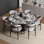 Retro Faux Marble Round Dining Table Set