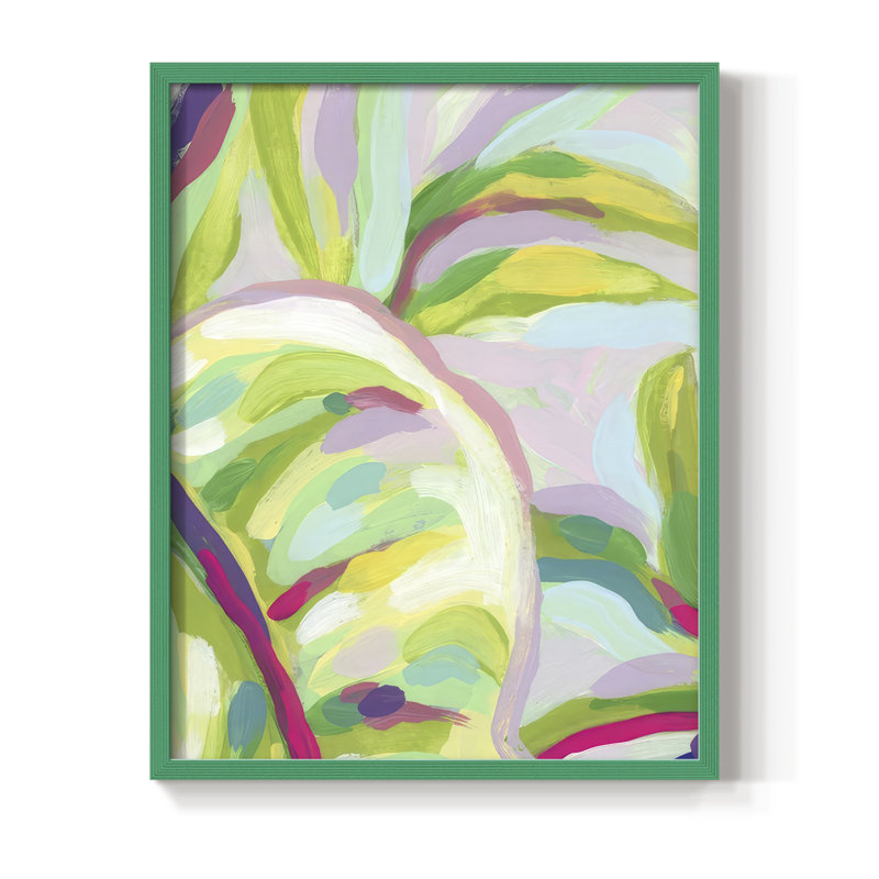 Impression encadrée Bright Tropical Abstraction III - bois massif, H 15 po x l 12 po, Vert