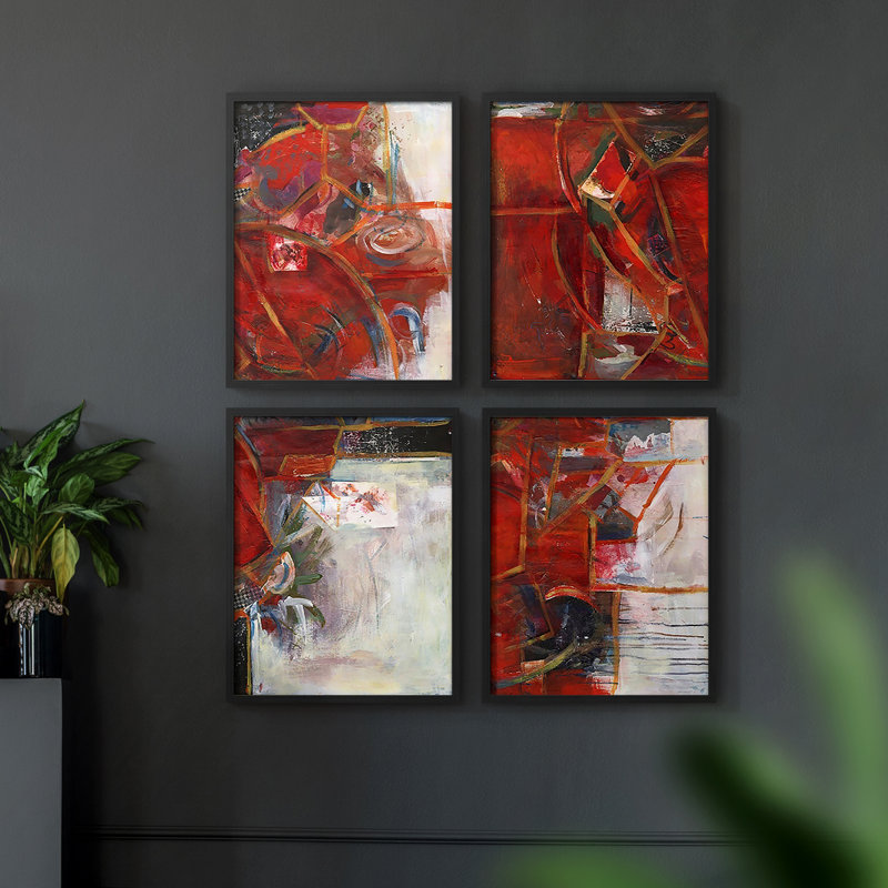 «City Life I», ensemble de 4 encadrées, Noir, H 14 po x l 44 po
