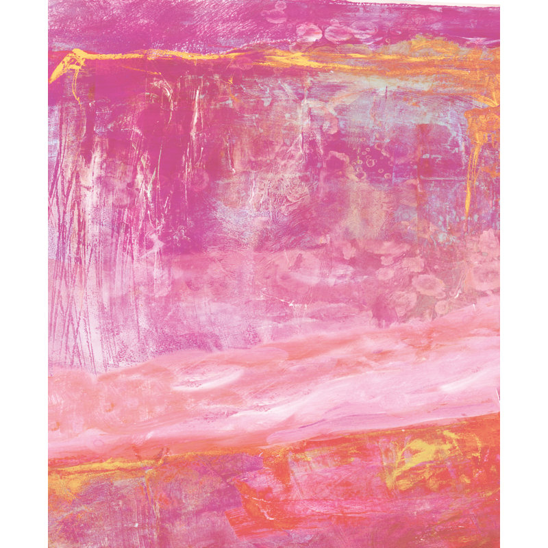 Reproduction abstraite rose sur toile, H 18 po x l 12 po