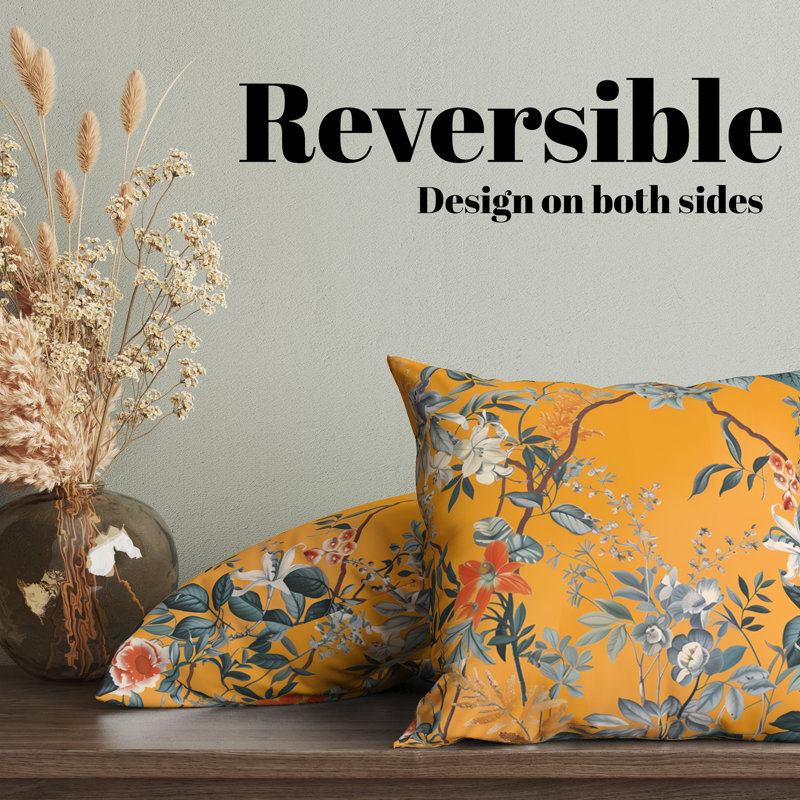 Housse de coussin réversible à motif floral Thalassa, H 20 po x l 20 po