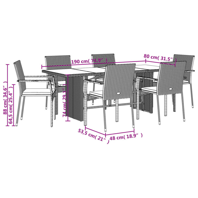  Garden Dining Set Black, Cream White