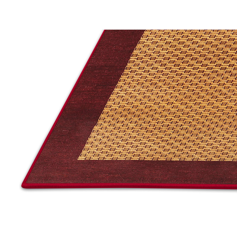 Tapis de zone rouge/beige contemporaine, Rectangle 3 pi x 5 pi