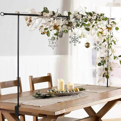 2 Pack Over The Table Rod Stand with Clamps Adjustable 29"-42" Tall 28"-98" Length, Table Arch Stand, Metal Balloon Arch Kit for Birthday Wedding Baby Shower Halloween Christmas Decorations(Set of 2)