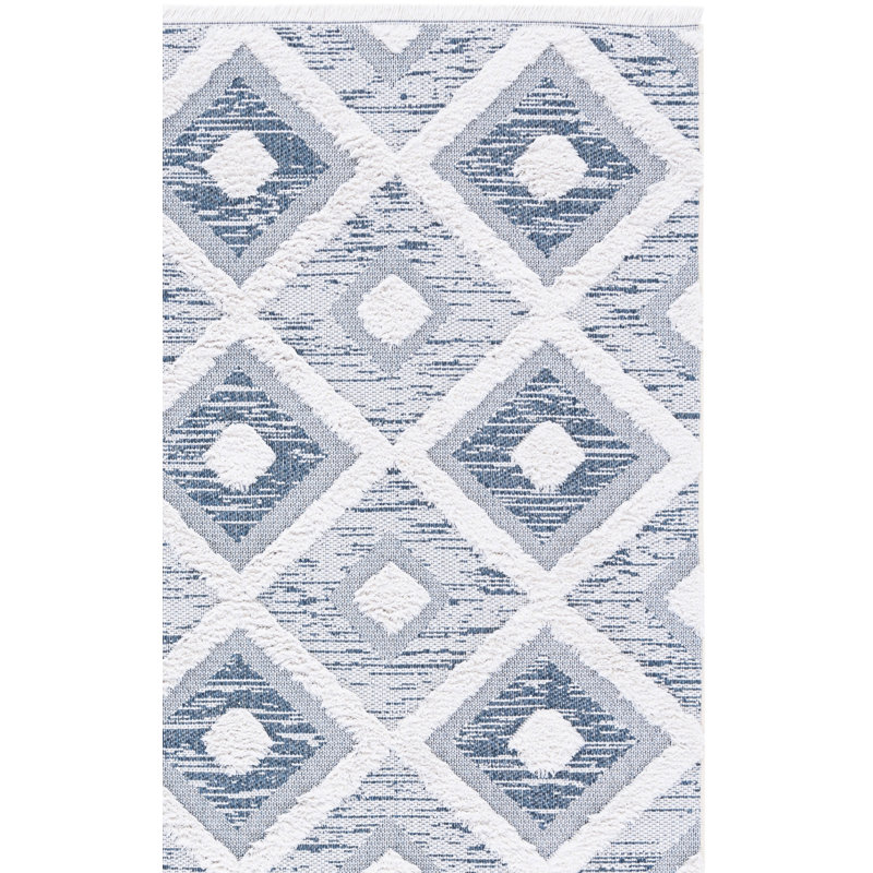 Tapis géométrique bleu marine / ivoire Tignall, Rectangle 9 pi x 12 pi