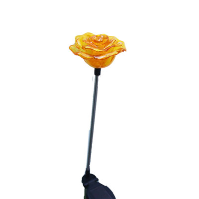 Solar Powered Yellow Rose Flower Garden Decoration Stake Outdoor Landscape Yard Pathway Lawn Patio Color Changing LED Light -  Amples, YR03