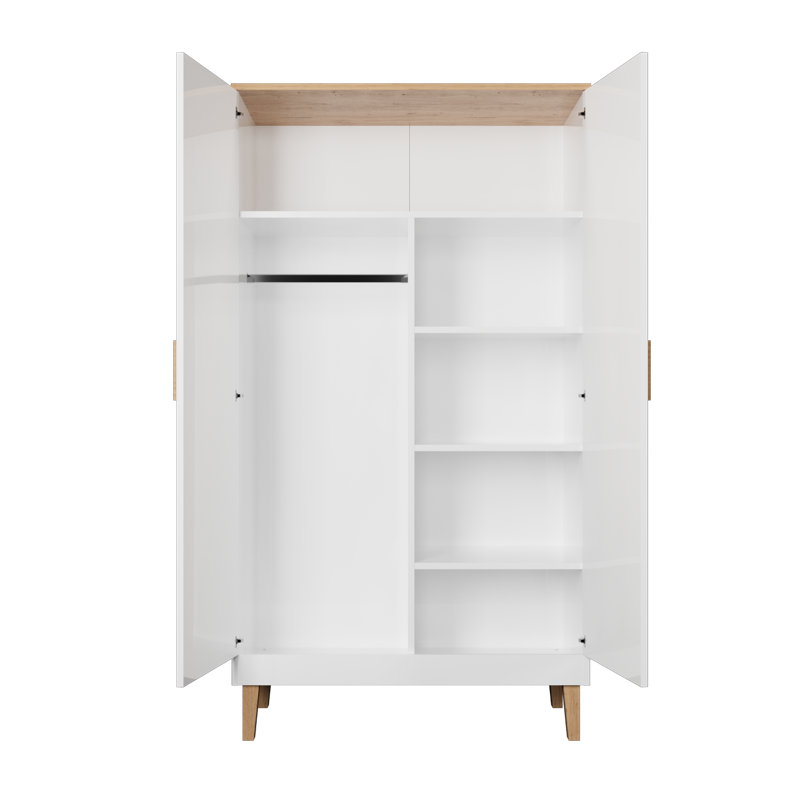 Amirah 2 Door Wardrobe, White/Hickory