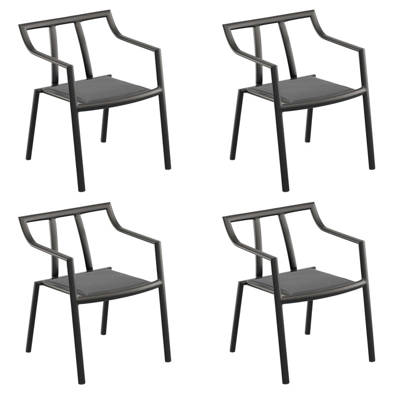 Markoe Stacking Metal Patio Dining Armchair
