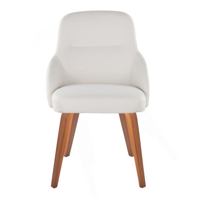 Chair in Walnut Wood and White Faux Leather - Set of 2