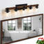 Applique murale de salle de bain 35 lumières rustique 35 po avec abat-jour en verre et accent de bois, luminaire campagnard moderne