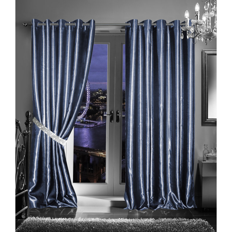 Magnhild Room Darkening Curtain Pair, 116cm W x 182cm D , Silver