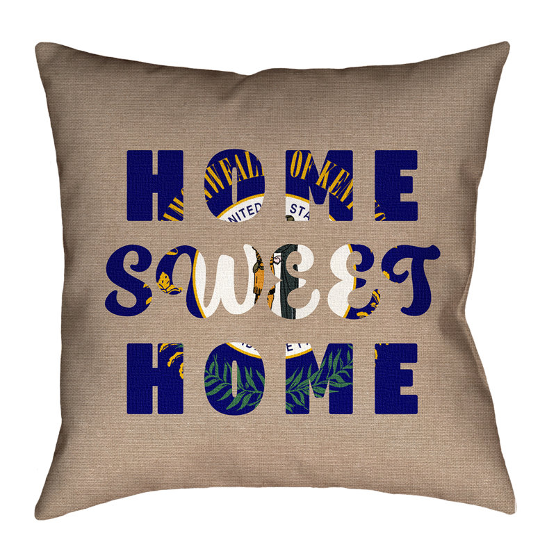 Coussin Katelyn Smith Home Sweet Kentucky, 28 po x 28 po, Polyester/mÃ©lange de polyester - utilisation intÃ