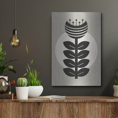 «Monochrome Geometric Flower 3» par Gary Williams, art mural en métal