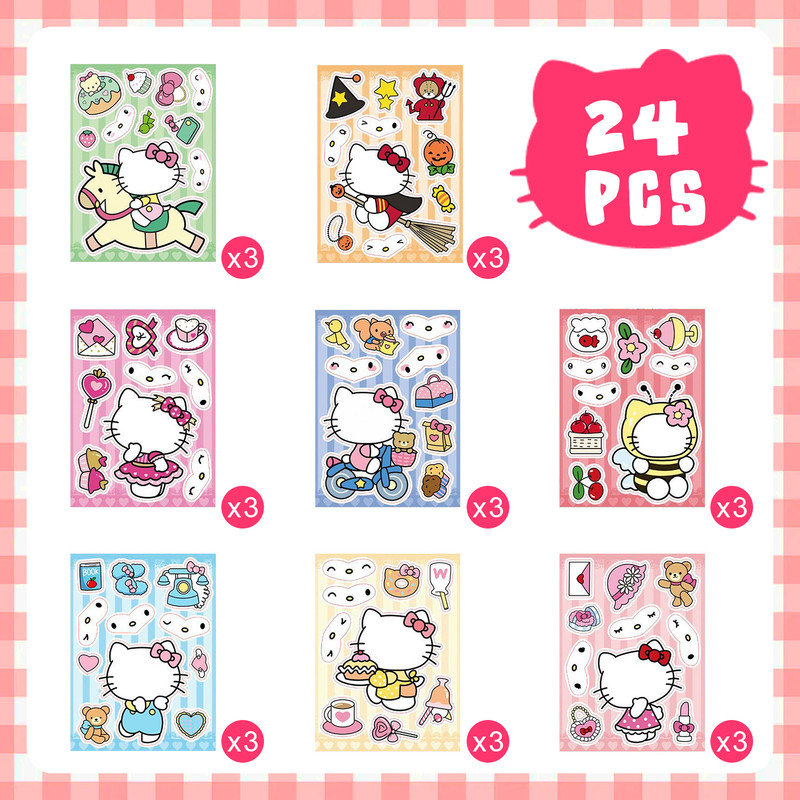 Hello Kitty Make a Face, 24 autocollants Hello Kitty