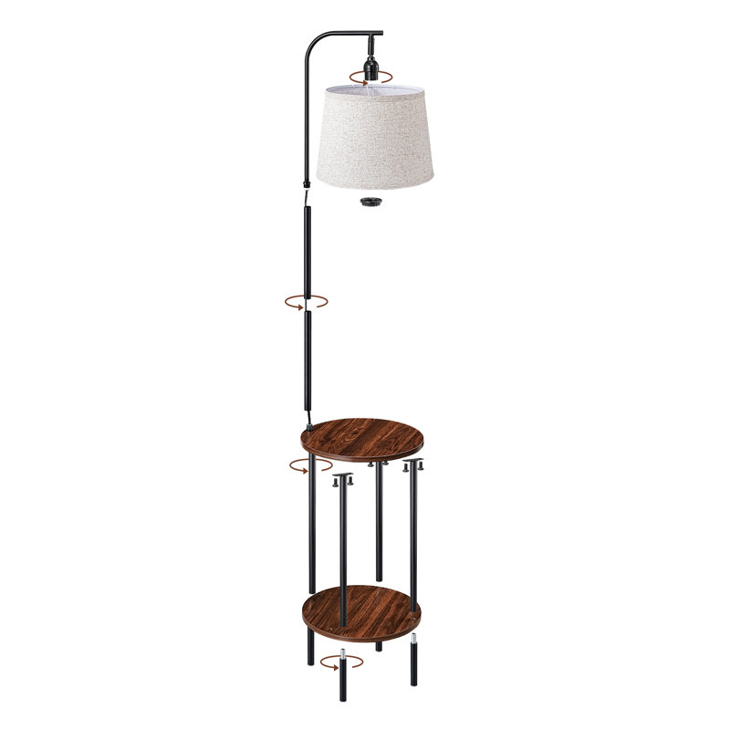 62" Tray Table Floor Lamp, Black/Rosewood