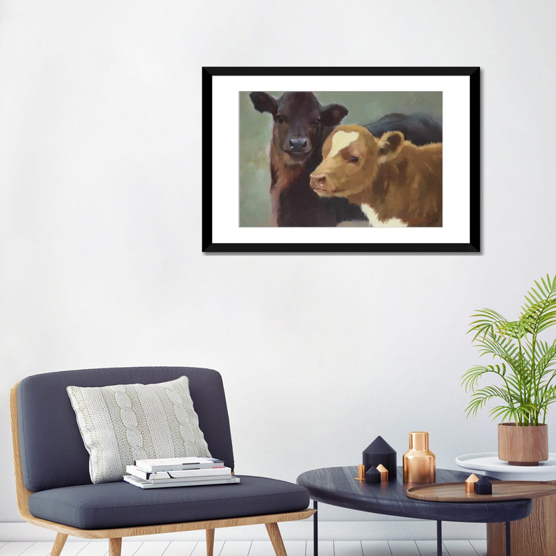 «Farm Pals II» par Carolyne Hawley, impression, Papier d'art encadré noir, H 24 po x l 32 po x P 1 po