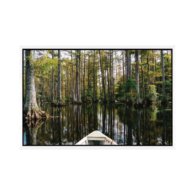 Charleston Cypress Gardens Boat III by Bethany Young - Print on Canvas, 66.04cm H x 101.6cm W x 3.81cm D, White Framed