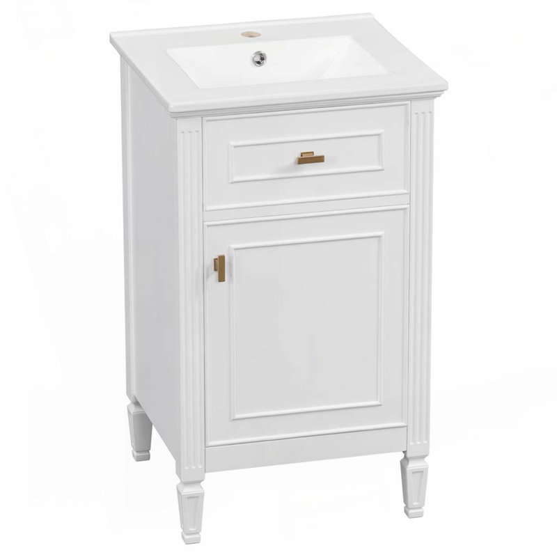 Meuble-lavabo de 20 po avec lavabo en céramique, Blanc