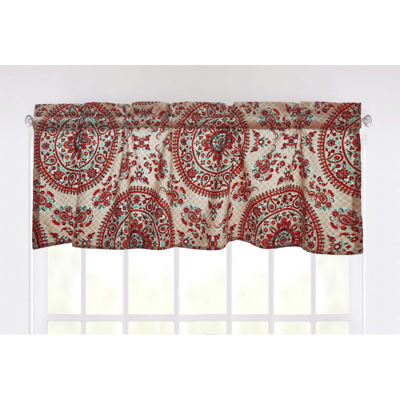 Cantonnière géométrique sur mesure en polyester 52 po beige