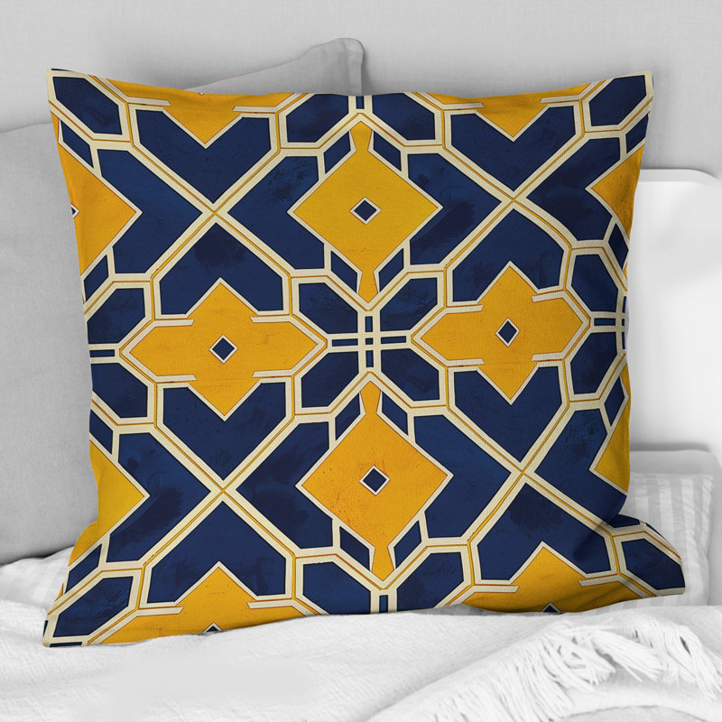 Coussin moderne bleu Modern Trellis III, H 16 po x l 16 po