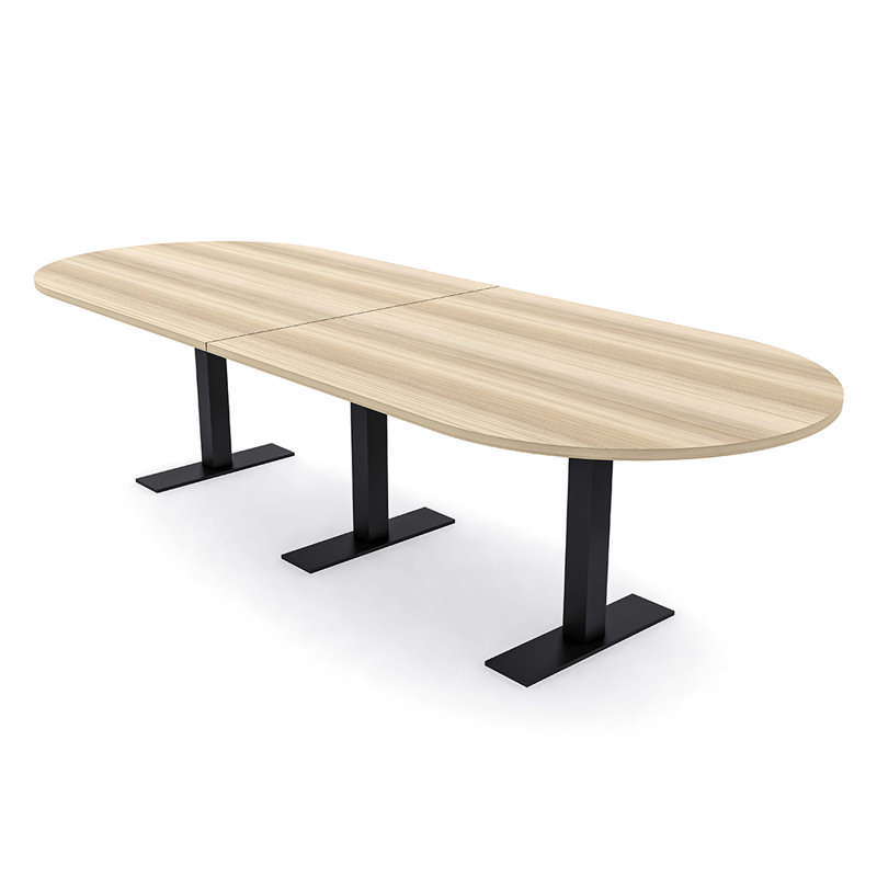 Table de conférence Parinka, L 144 po x l 48 po, Blanc classique, Noir mat