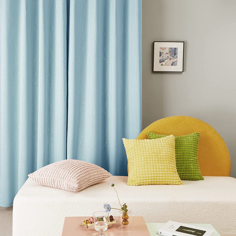 Flurin Room Darkening Curtain Pair, Sky Blue, 52" W x 54" L