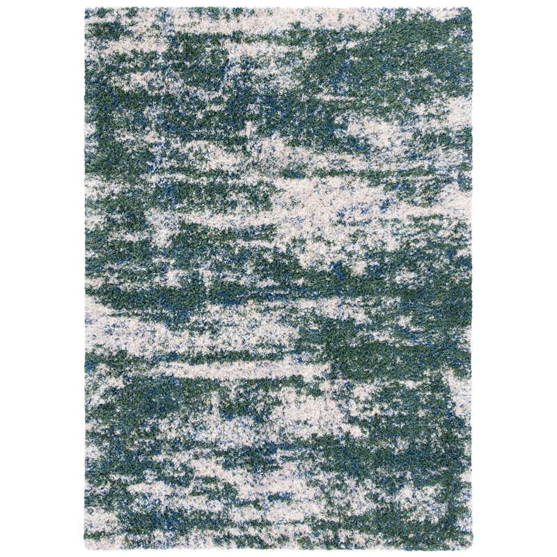 Difiore Abstract Green/Beige Area Rug, Rectangle 3'3" x 5'3"