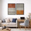 «Geometric Line», «Orange brun Tribal Boho Artwork», images murales bohémiennes abstraites, impression sur toile encadrée, 2 pièces-92285608-119463638-92285607