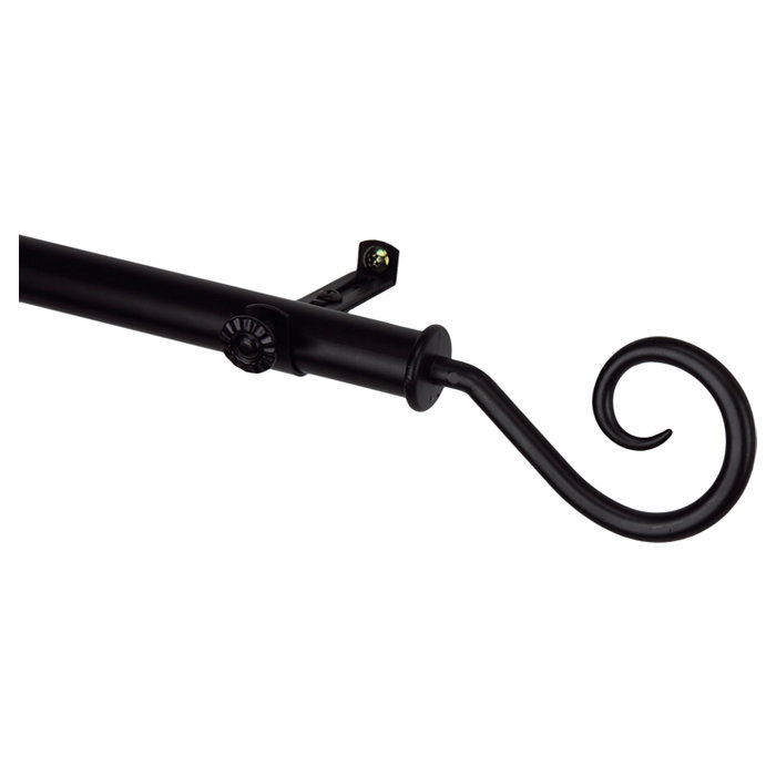 Tringle à rideaux simple Modern Curl, l 48 po à 84 po, Noir