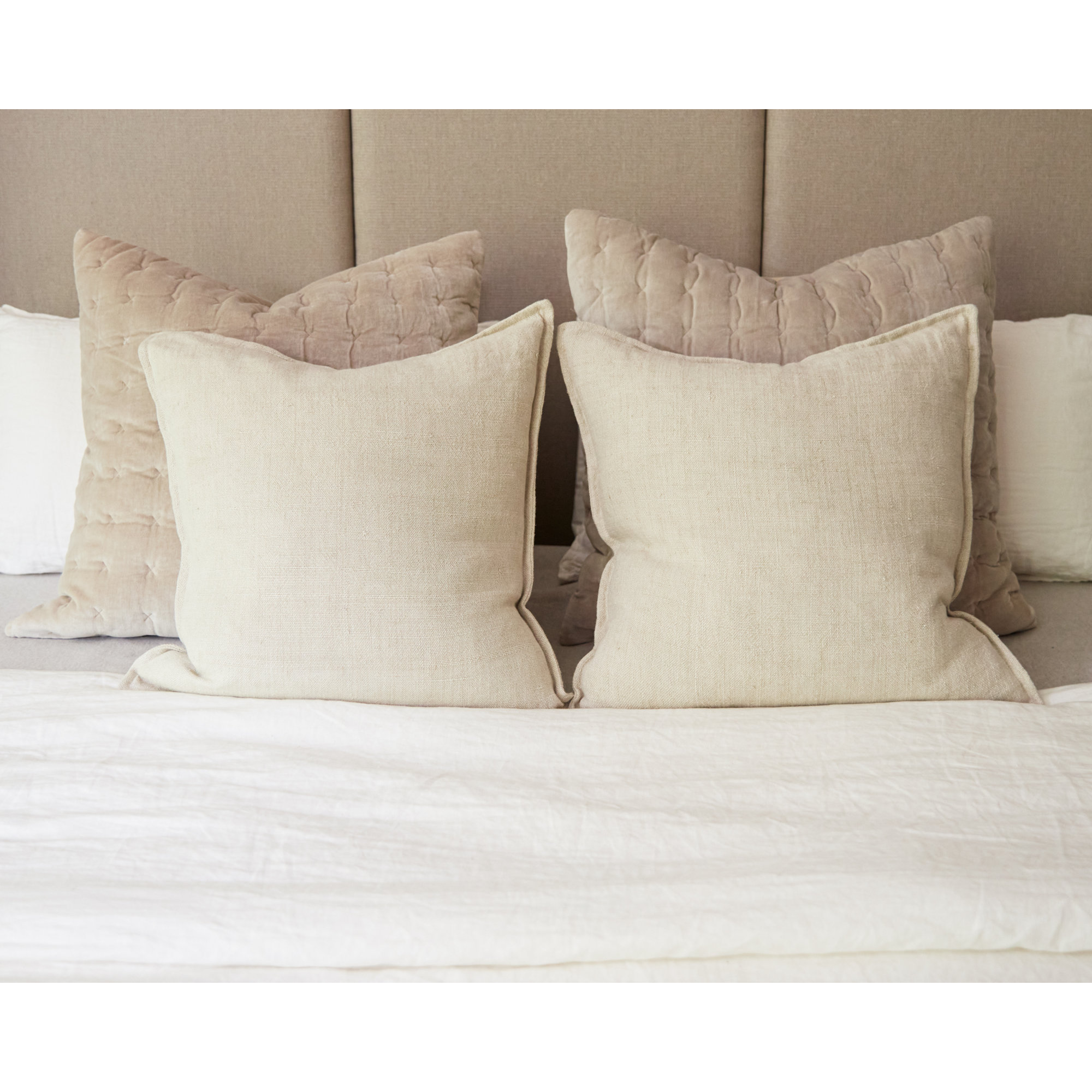 Burbank Linen Throw Pillow, Pillow Cover Only - No Insert, Cream, 22" x 22"