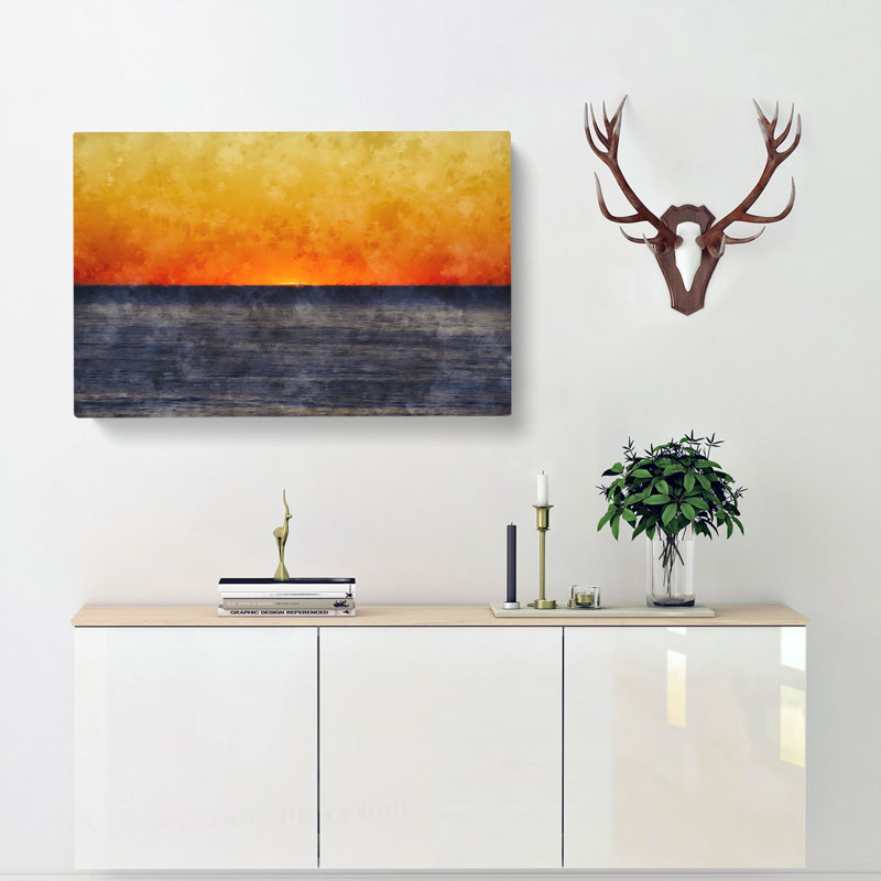 An Orange Sunset - Wrapped Canvas Painting, 40cm H x 60cm W x 3cm D