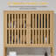 Armoire de rangement en bambou au-dessus de la toilette, organisateur de salle de bain au-dessus de la toilette avec portes à lattes, tablette réglable et tablette ouverte, naturel