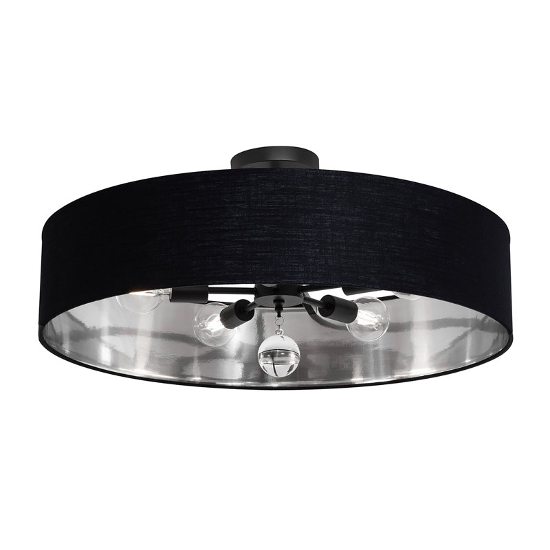 Luminaire suspendu Woodvale - 30 po, Noir, Noir / argent